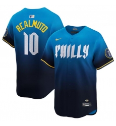 Men Philadelphia Phillies 10 J T  Realmuto Blue 2024 City Connect Limited Stitched Jersey