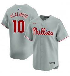 Men Philadelphia Phillies 10 J T  Realmuto Grey Away Limited Stitched Jersey