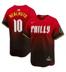 Men Philadelphia Phillies 10 J T  Realmuto Red 2024 City Connect Limited Stitched Jersey