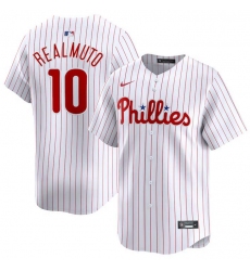 Men Philadelphia Phillies 10 J T  Realmuto White Home Limited Stitched Jersey
