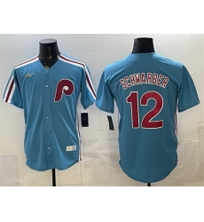 Men Philadelphia Phillies  12 Kyle Schwarber Blue Cool Base Stitched Jersey