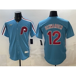 Men Philadelphia Phillies  12 Kyle Schwarber Blue Cool Base Stitched Jersey