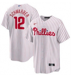 Men Philadelphia Phillies 12 Kyle Schwarber White Cool Base Stitched jersey