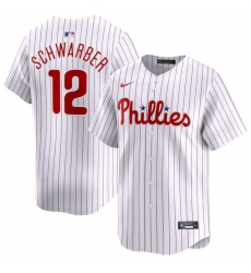 Men Philadelphia Phillies 12 Kyle Schwarber White Home Limited Stitched Jersey