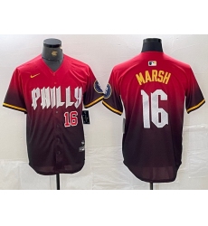 Men Philadelphia Phillies 16 Brandon Marsh Red 2024 City Connect Limited Stitched Jersey 2