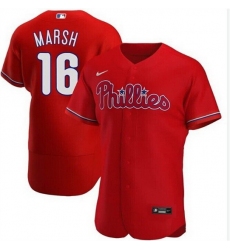 Men Philadelphia Phillies 16 Brandon Marsh Red Flex Base Stitched Baseball Jersey