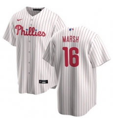 Men Philadelphia Phillies 16 Brandon Marsh White Cool Base Stitched Baseball Jersey 754
