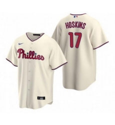Men Philadelphia Phillies 17 Rhys Hoskins Cream Cool Base Stitched Baseball Jersey