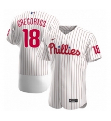 Men Philadelphia Phillies 18 Didi Gregorius Men Nike White Alternate 2020 Flex Base Player MLB Jersey