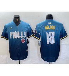 Men Philadelphia Phillies 18 Johan Rojas Blue 2024 City Connect Limited Stitched Jersey 3