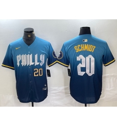 Men Philadelphia Phillies 20 Mike Schmidt Blue 2024 City Connect Limited Stitched Jersey 1