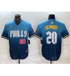 Men Philadelphia Phillies 20 Mike Schmidt Blue 2024 City Connect Limited Stitched Jersey 2