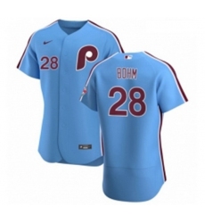 Men Philadelphia Phillies 28 Alec Bohm Men Nike Light Blue Alternate 2020 Authentic Player MLB Jersey