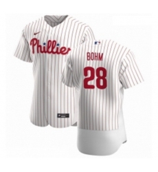 Men Philadelphia Phillies 28 Alec Bohm Men Nike White Home 2020 Authentic Player MLB Jersey