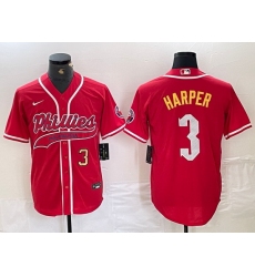 Men Philadelphia Phillies 3 Bryce Harper Red 2024 City Connect Stitched Jersey 1