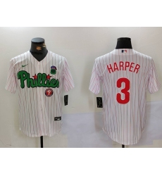 Men Philadelphia Phillies 3 Bryce Harper White Green Cool Base Stitched Jersey 5