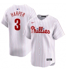 Men Philadelphia Phillies 3 Bryce Harper White Home Limited Stitched Jersey