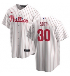 Men Philadelphia Phillies 30 Gregory Soto White Cool Base Stitched Baseball Jersey
