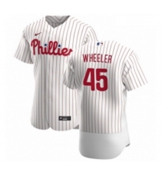 Men Philadelphia Phillies 45 Zack Wheeler Men Nike White Home 2020 Authentic Player MLB Jersey
