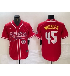 Men Philadelphia Phillies 45 Zack Wheeler Red 2024 City Connect Limited Stitched Baseball Jersey 4