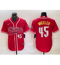 Men Philadelphia Phillies 45 Zack Wheeler Red 2024 City Connect Limited Stitched Baseball Jersey 5