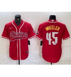 Men Philadelphia Phillies 45 Zack Wheeler Red 2024 City Connect Stitched Jersey