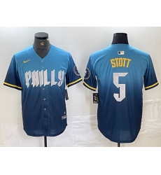 Men Philadelphia Phillies 5 Bryson Stott Blue 2024 City Connect Limited Stitched Jersey 1
