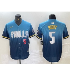 Men Philadelphia Phillies 5 Bryson Stott Blue 2024 City Connect Limited Stitched Jersey 20
