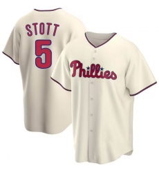 Men Philadelphia Phillies 5 Bryson Stott  Cream Cool Base Stitched Baseball Jersey