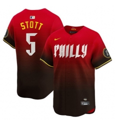 Men Philadelphia Phillies 5 Bryson Stott Red 2024 City Connect Limited Stitched Jersey