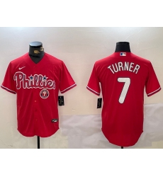 Men Philadelphia Phillies 7 Trea Turner Red Cool Base Stitched Jersey