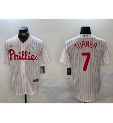 Men Philadelphia Phillies 7 Trea Turner White Cool Base Stitched Jersey