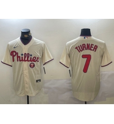 Men Philadelphia Phillies 7 Trea Turner gream Cool Base Stitched Jersey 2