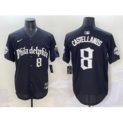 Men Philadelphia Phillies 8 Nick Castellanos Black Gothic Vapor Limited Stitched Jersey