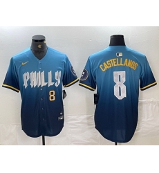 Men Philadelphia Phillies 8 Nick Castellanos Blue 2024 City Connect Limited Stitched Jersey 2
