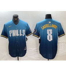 Men Philadelphia Phillies 8 Nick Castellanos Blue 2024 City Connect Limited Stitched Jersey 4