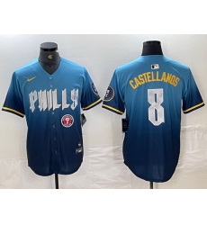 Men Philadelphia Phillies 8 Nick Castellanos Blue 2024 City Connect Limited Stitched Jersey 5