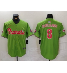 Men Philadelphia Phillies 8 Nick Castellanos Green With Patch Stitched Jersey