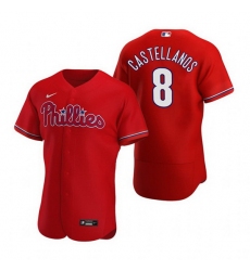 Men Philadelphia Phillies 8 Nick Castellanos Red Flex Base Stitched Baseball jersey