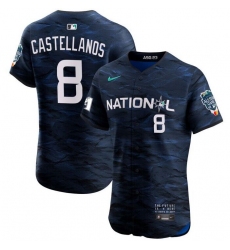 Men Philadelphia Phillies 8 Nick Castellanos Royal 2023 All Star Flex Base Stitched Baseball Jersey