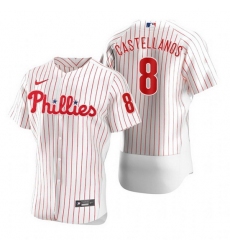 Men Philadelphia Phillies 8 Nick Castellanos White Flex Base Stitched Baseball jersey
