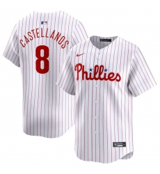 Men Philadelphia Phillies 8 Nick Castellanos White Home Limited Stitched Jersey