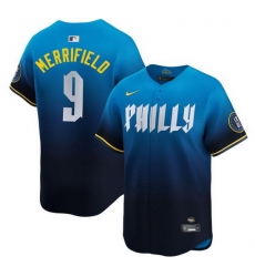 Men Philadelphia Phillies 9 Whit Merrifield Blue 2024 City Connect Limited Stitched Jersey