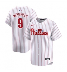 Men Philadelphia Phillies 9 Whit Merrifield White Home Limited Stitched Jersey