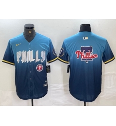 Men Philadelphia Phillies Blank Blue 2024 City Connect Limited Stitched Jersey 2