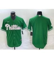 Men Philadelphia Phillies Blank Green Cool Base Stitched Baseball Jersey