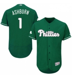 Mens Majestic Philadelphia Phillies 1 Richie Ashburn Green Celtic Flexbase Authentic Collection MLB Jersey 