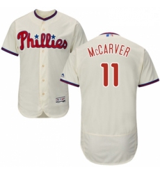 Mens Majestic Philadelphia Phillies 11 Tim McCarver Cream Alternate Flex Base Authentic Collection MLB Jersey