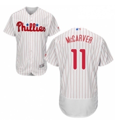Mens Majestic Philadelphia Phillies 11 Tim McCarver White Home Flex Base Authentic Collection MLB Jersey