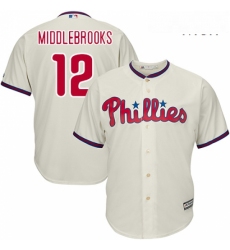 Mens Majestic Philadelphia Phillies 12 Will Middlebrooks Replica Cream Alternate Cool Base MLB Jersey 